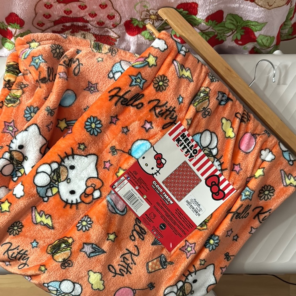 Hello Kitty Vibrant Orange Fleece Blanket